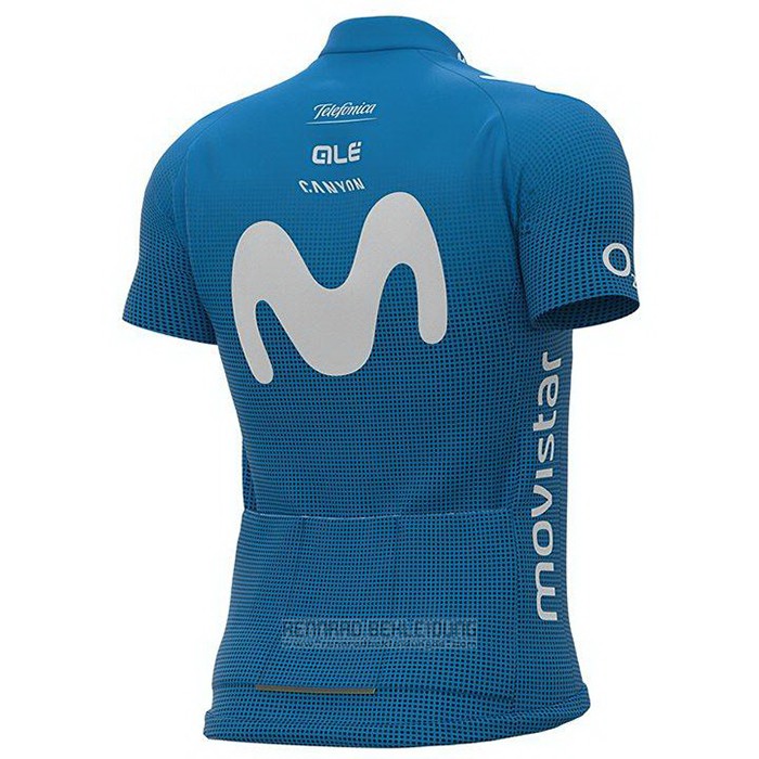 2021 Fahrradbekleidung Movistar Blau Trikot Kurzarm und Tragerhose